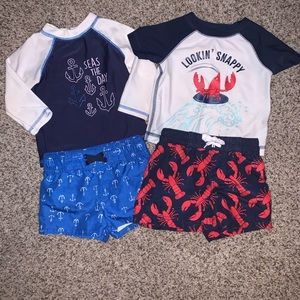 2 baby boy rashguard sets